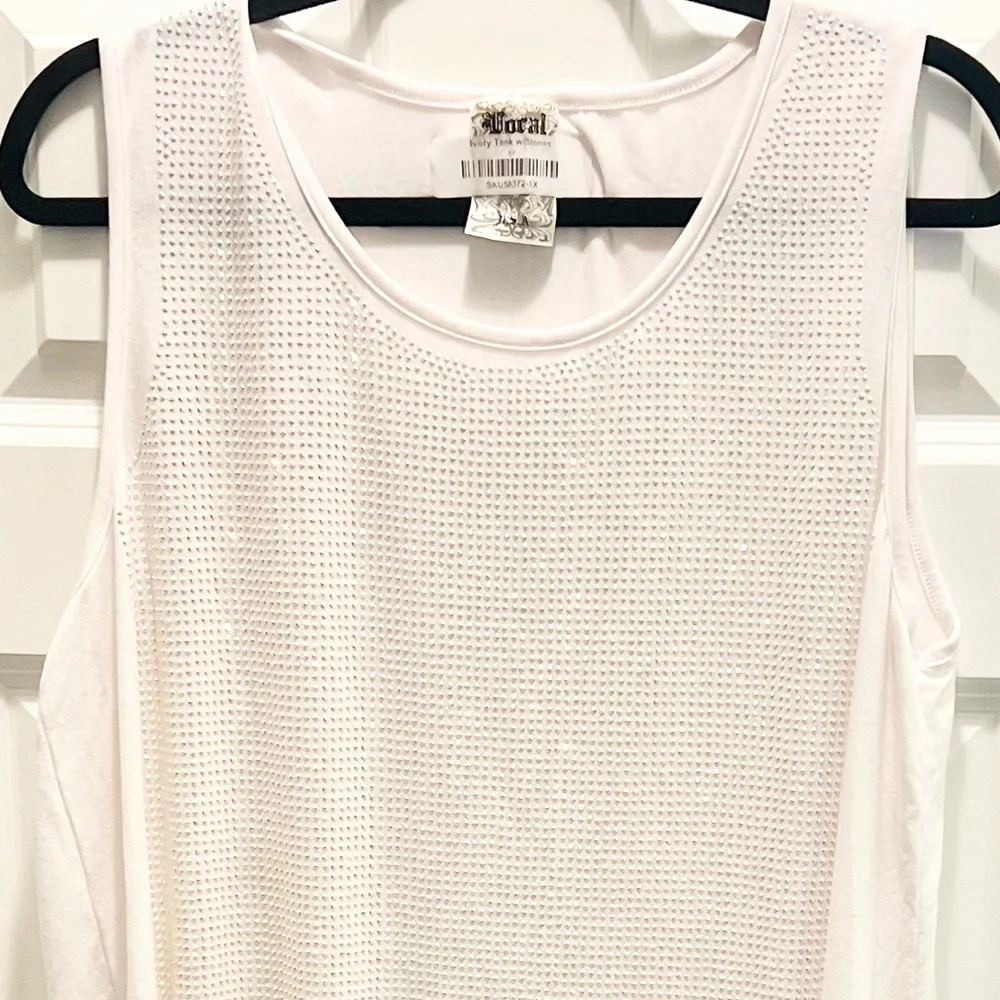 3/$19 NWT Vocal USA embellished shimmer sleeveless tank top blouse - Picture 12 of 16